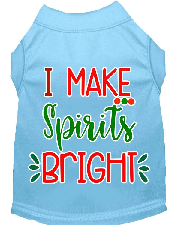 I Make Spirits Bright Screen Print Dog Shirt Baby Blue XS